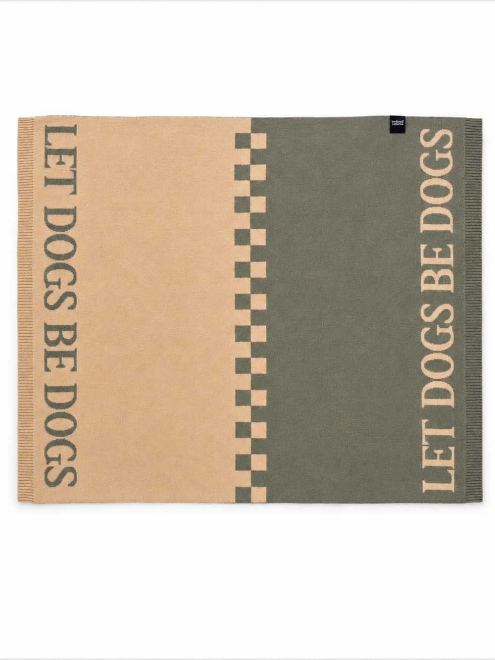 LET DOGS BE DOGS Reversible Pet Blanket by Unknown Brand - Tan & Olive